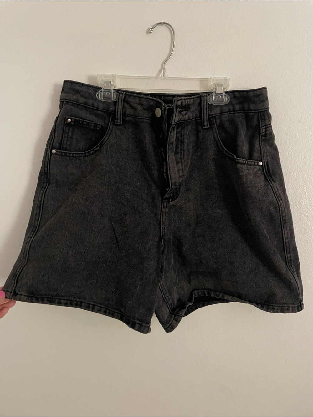 Nasty Gal Black High-Waist Denim Shorts Size 10